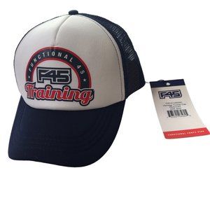 NWT FUNCTIONAL F45 Training Baseball Hat Ball Cap Blue White Heritage Trucker
